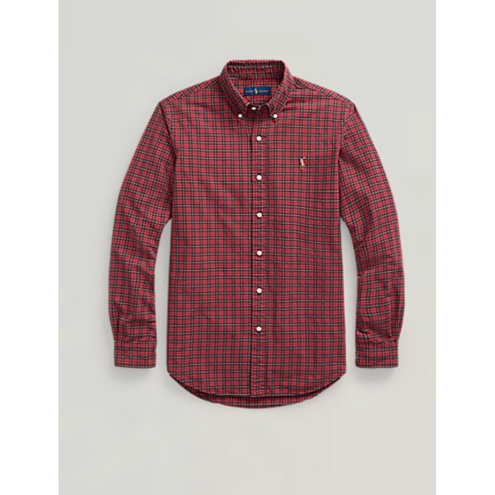 Polo Ralph Lauren Classic Fit XL Red Navy Plaid Button Down Shirt Preppy Pony